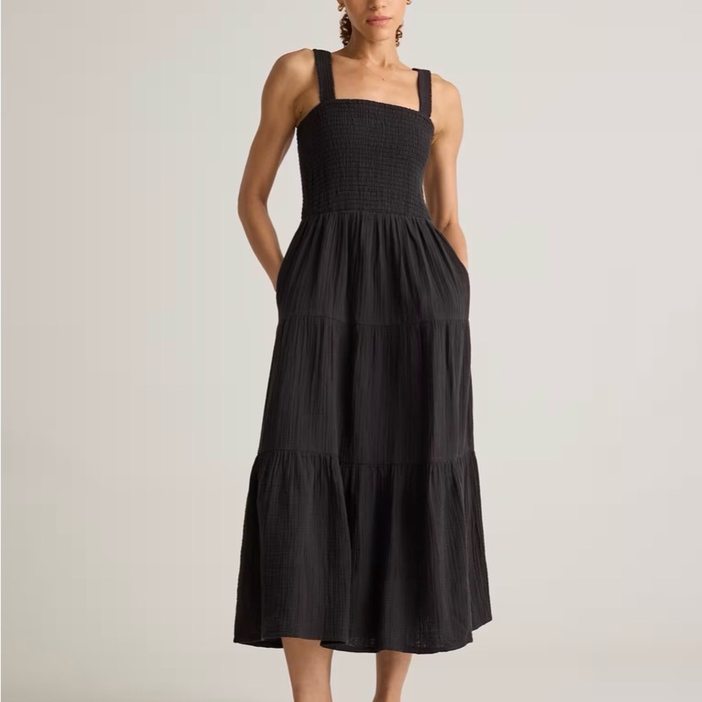 100% Organic Cotton Gauze Smocked Sleeveless Maxi Dress